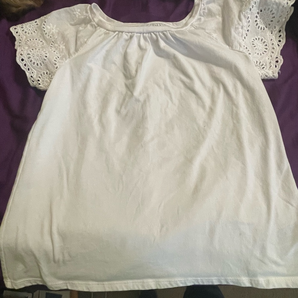 White Eyelet Sleeve Top